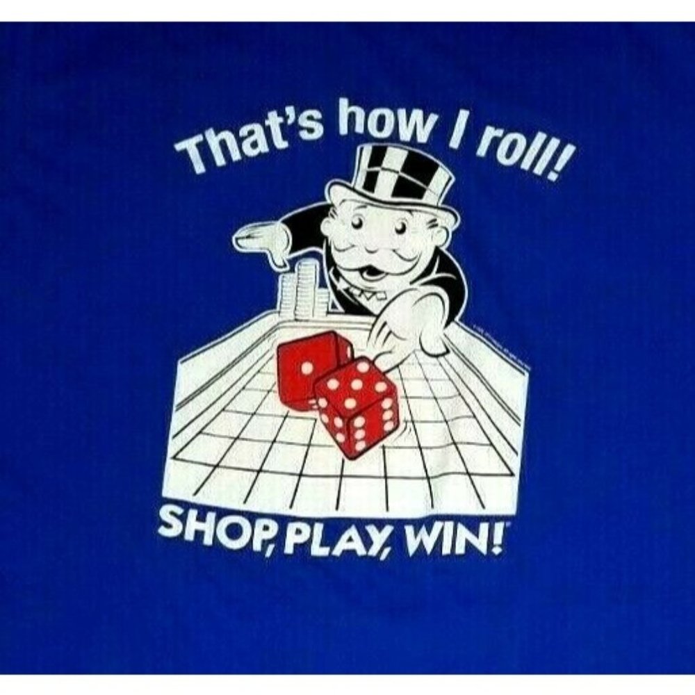 2019 Monopoly Blue T-Shirt That's How I Roll Shop Play Win Blue Men's L (T5G)